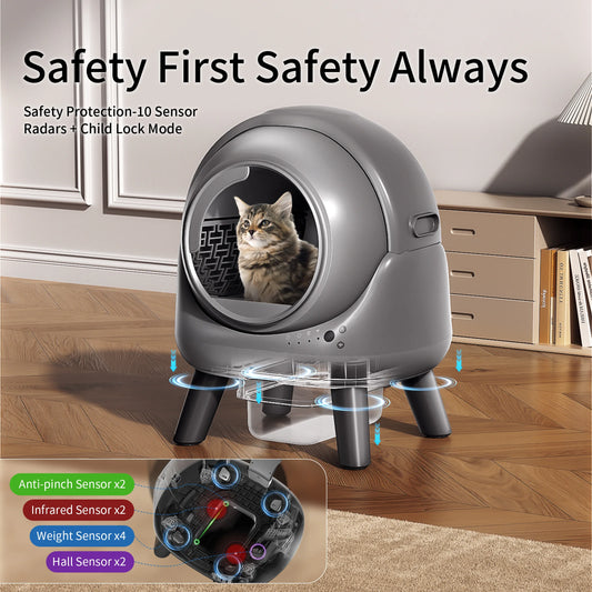 Self-Cleaning Litter Box – Automatic Robot with App Control (Grey)