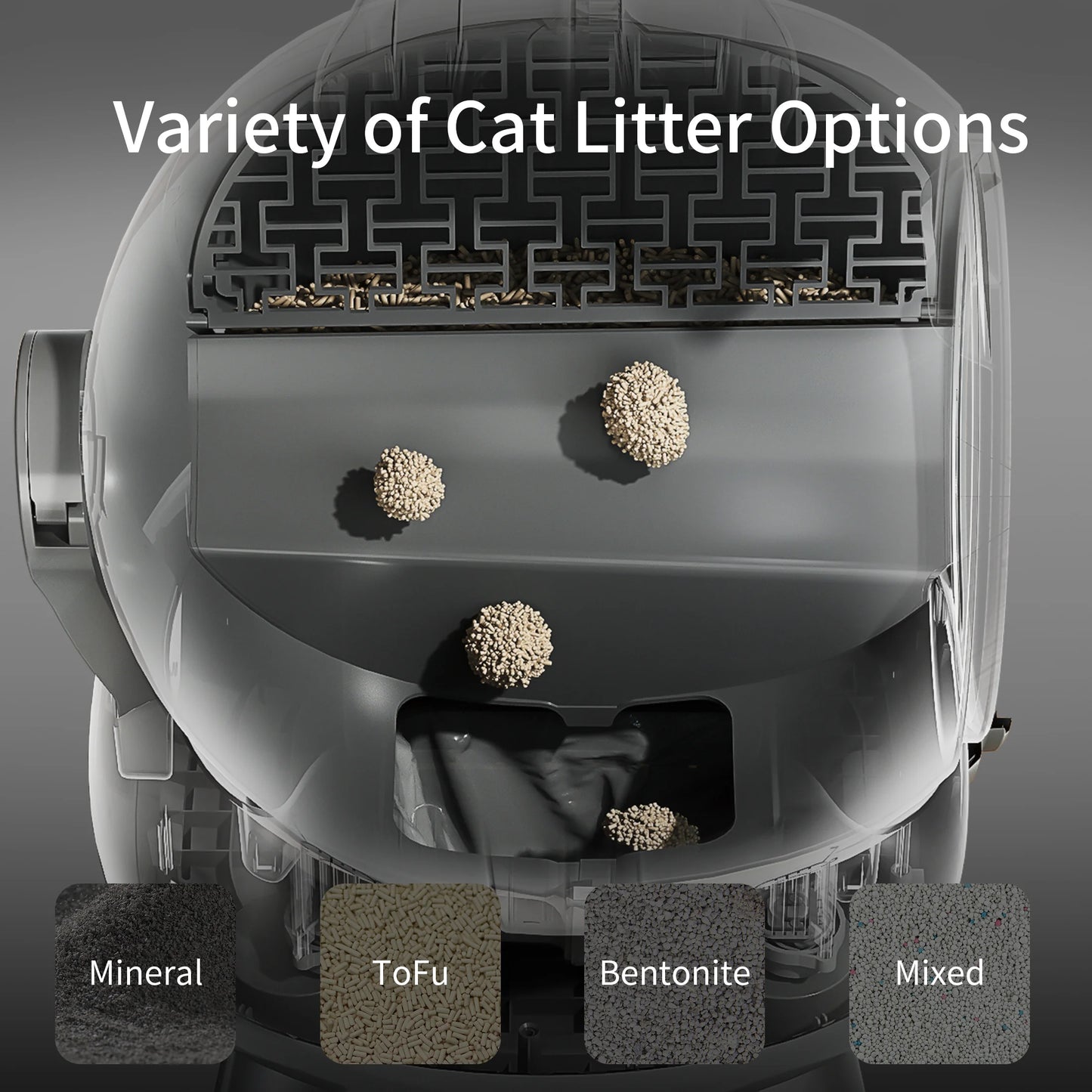 Self-Cleaning Litter Box – Automatic Robot with App Control (Grey)