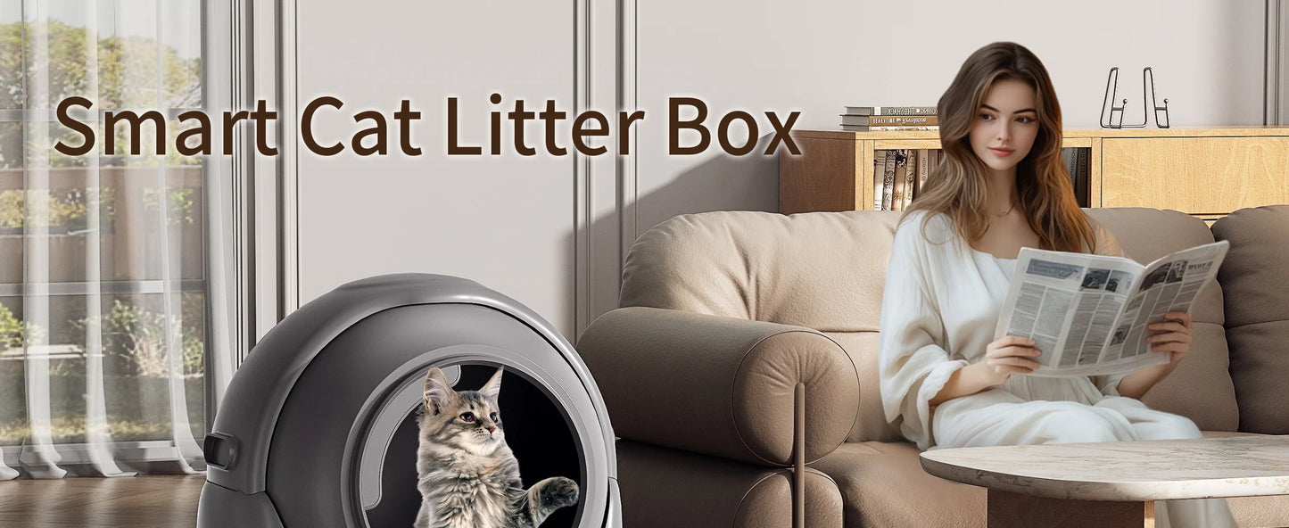 Self-Cleaning Litter Box – Automatic Robot with App Control (Grey)