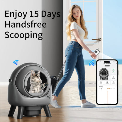 Self-Cleaning Litter Box – Automatic Robot with App Control (Grey)