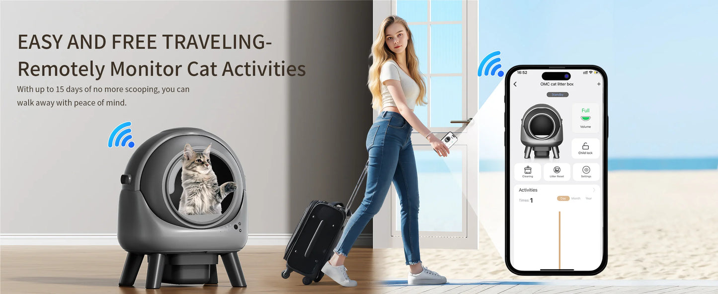 Self-Cleaning Litter Box – Automatic Robot with App Control (Grey)