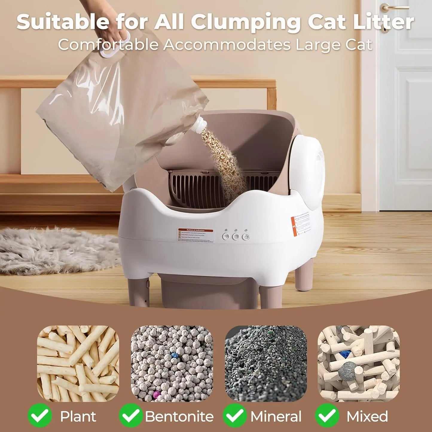 Automatic Self Cleaning Cat Litter Box Odorless APP Control