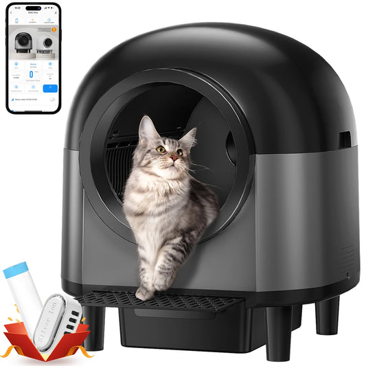 Self-Cleaning Automatic Cat Litter Box – 110L Large Capacity with Stairs