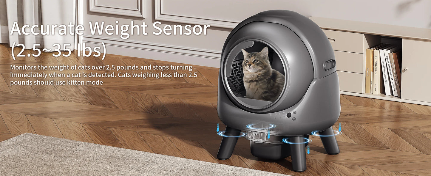 Self-Cleaning Litter Box – Automatic Robot with App Control (Grey)
