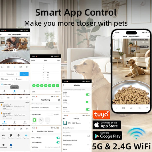 Smart Automatic Pet Feeder 5L – 1080P HD Camera | 5G Wi-Fi | Tuya App Control