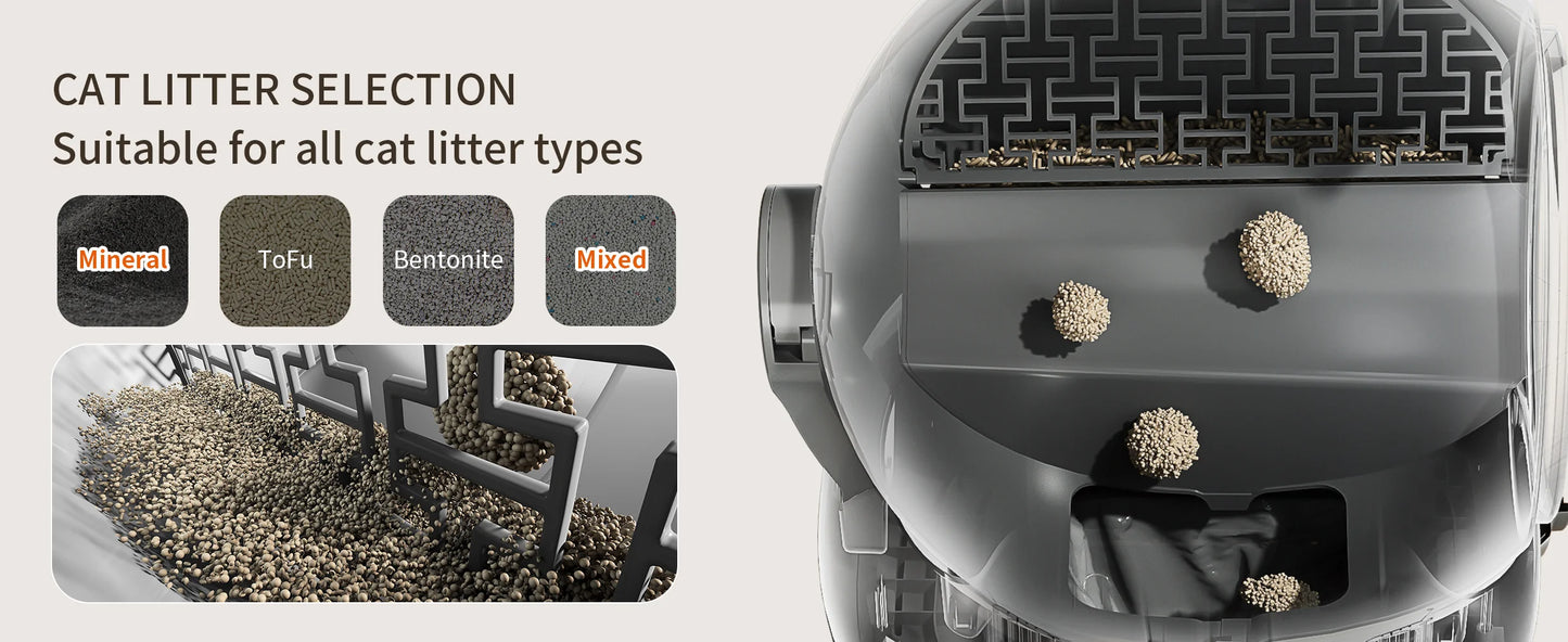 Self-Cleaning Litter Box – Automatic Robot with App Control (Grey)